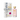 A pink bottle of EMPERs High Fashion Niche 056 - Huele como Melina stands beside an elegant white box with floral patterns, a gold ribbon, and a pink seal. Infused with Turkish Rose, this luxurious perfume captivates the senses.